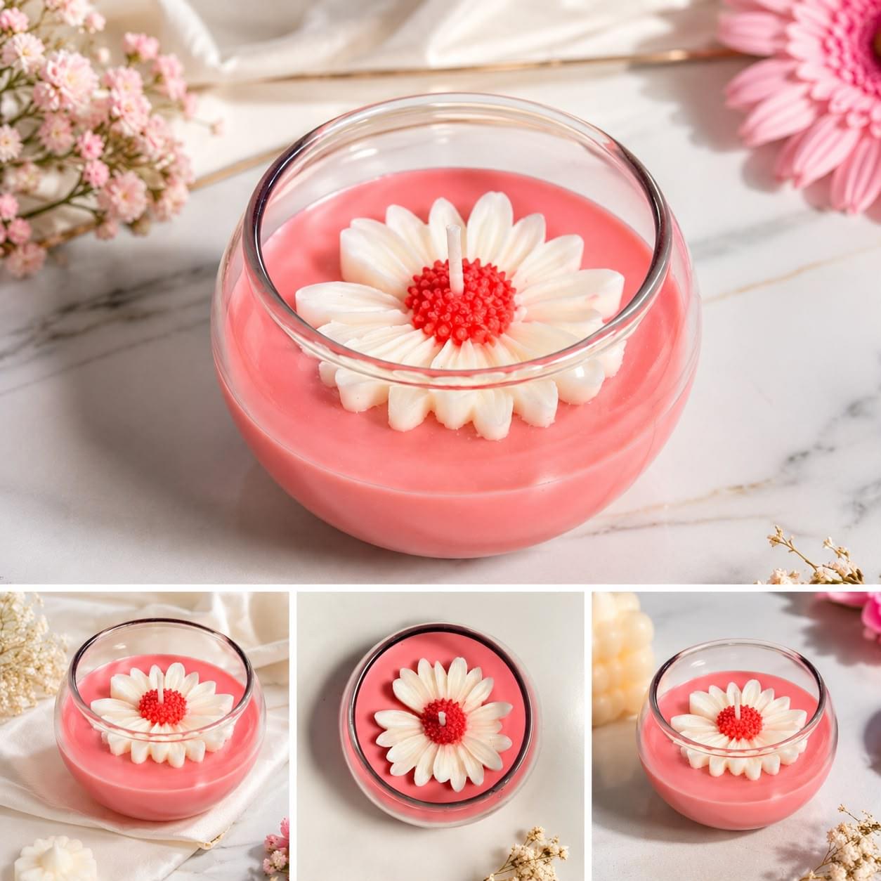 Daisy Flower jar Candle
